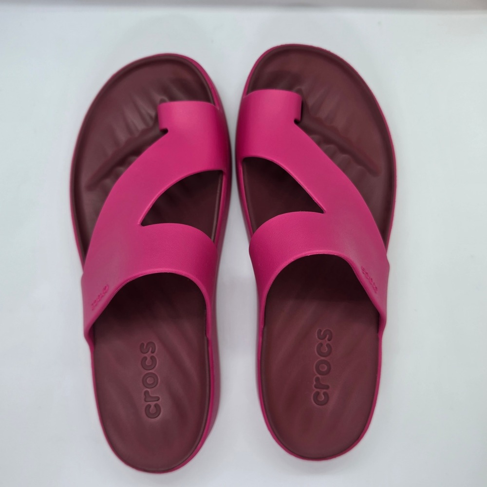 Crocs Getaway Platform Sandals Pink Burgundy Asymmetrical Straps 210834 Womens 8 - Picture 4 of 10